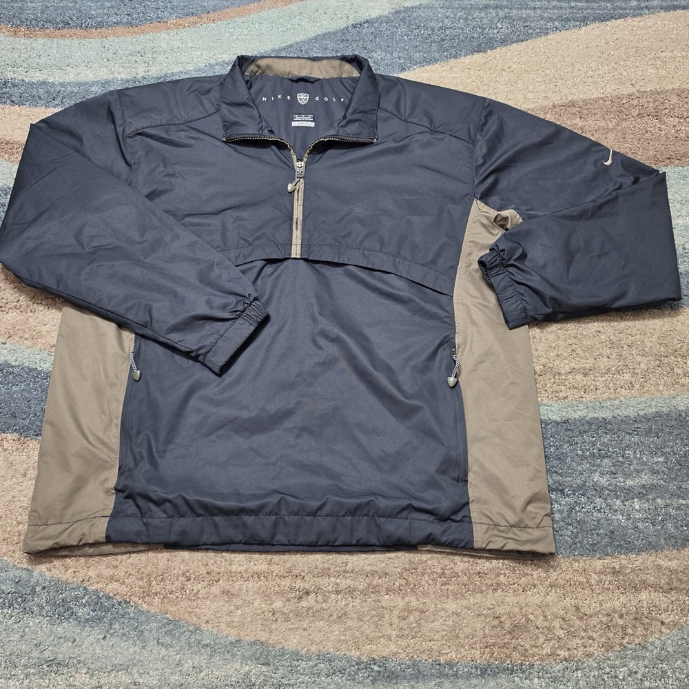 Nike Golf Clima Fit Jacket Mens M Gray Tan 1/4 Zip Windbreaker Lightweight - Picture 1 of 9